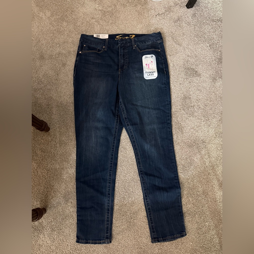 NWT Tummy Less 16W Seven7 Women's Deep Indigo Skinny Jeans
